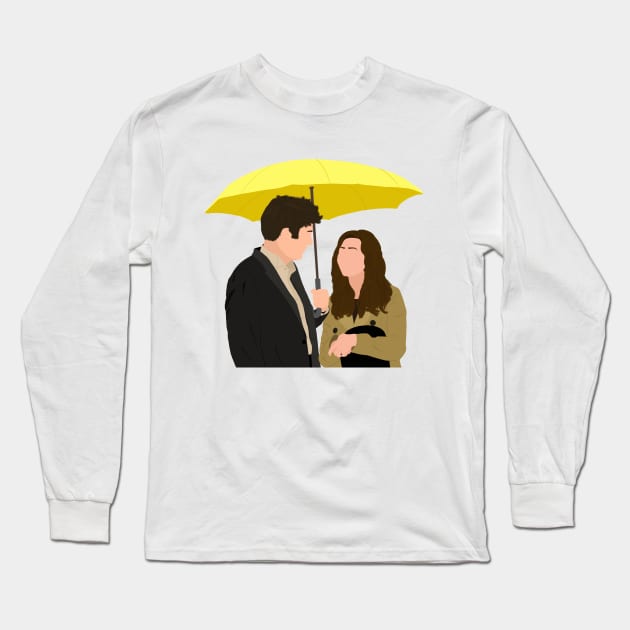 How I Met Your Mother Ted and Tracy Yellow Umbrella Long Sleeve T-Shirt by senaeksi